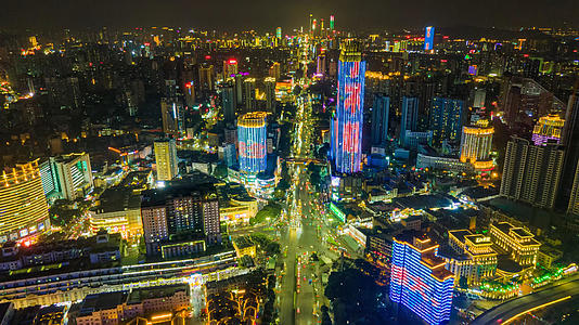 广西南宁民族大道夜景延时航拍视频的预览图