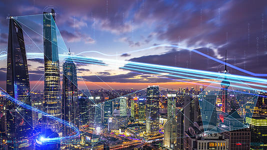 上海夜景科技粒子光线视频的预览图