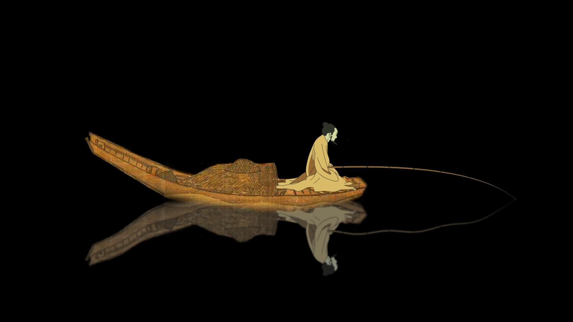 水墨二维古代人物钓鱼带通道视频的预览图