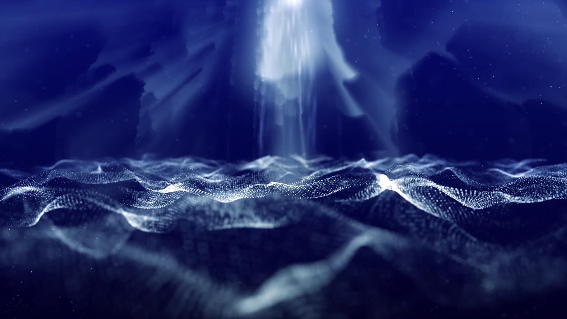 蓝色科技感粒子波浪动态背景视频素材视频的预览图