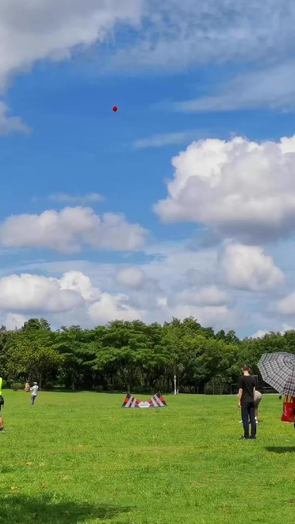 城市休闲生活方式假期在公园放风筝视频的预览图