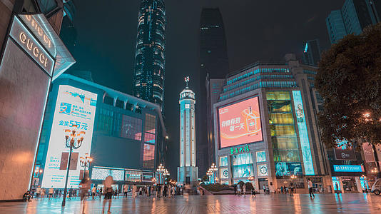 6k延时夜景重庆解放碑步行街视频的预览图