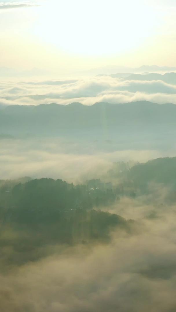 航拍清晨大山日出云海视频素材视频的预览图