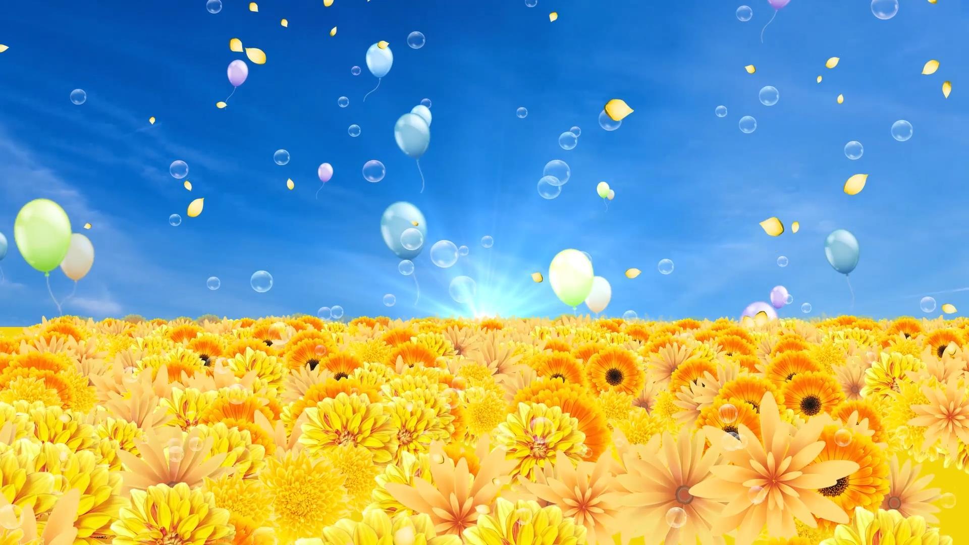 动态唯美花海气球上升背景视频素材视频的预览图