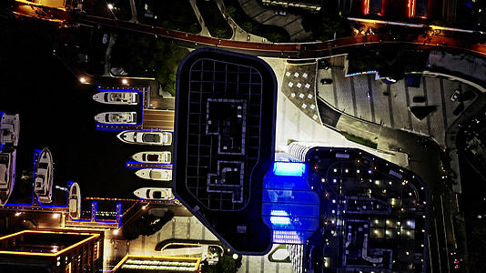 城市码头夜景航拍视频的预览图