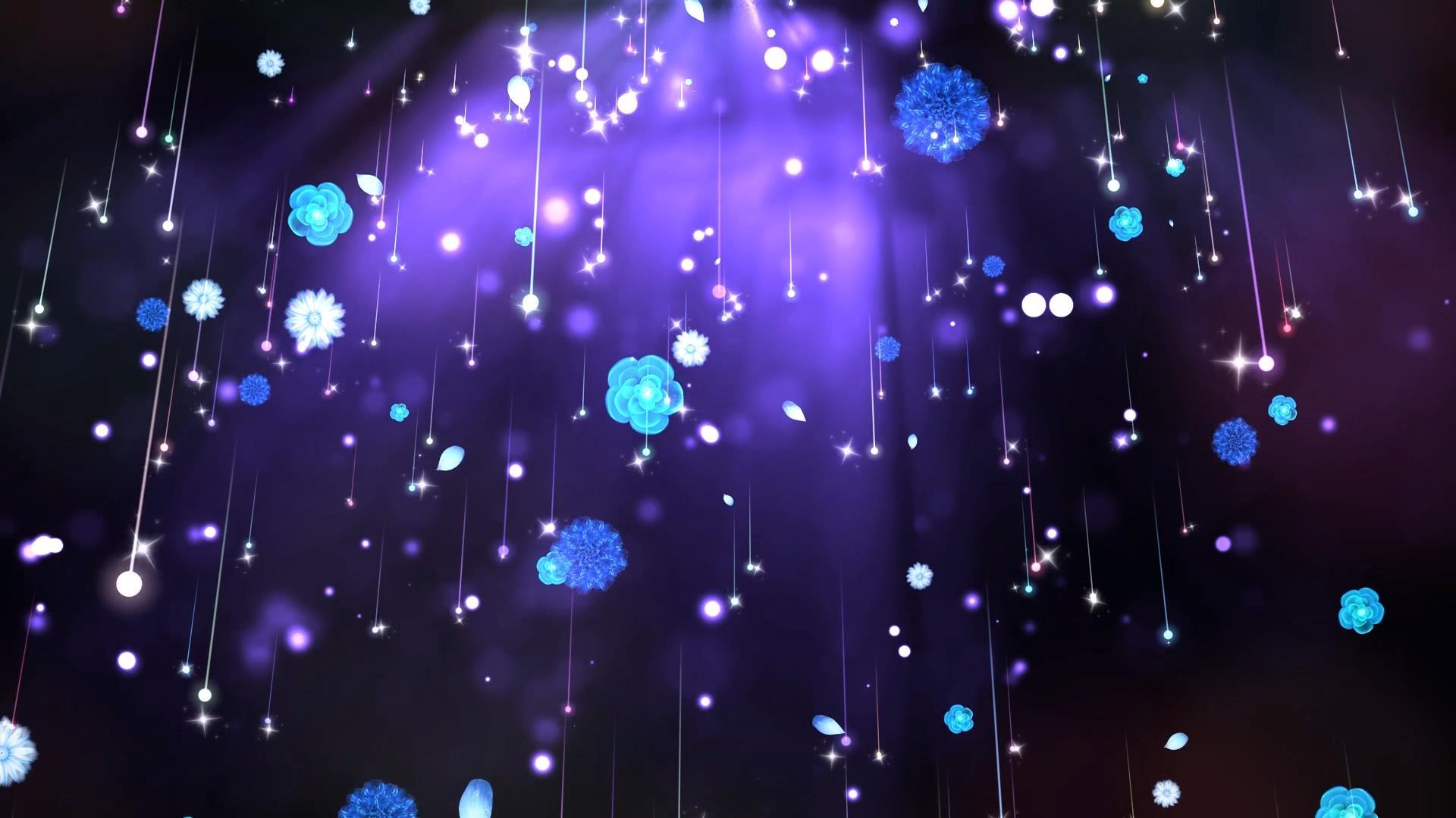 蓝色唯美动态粒子花朵下落背景视频元素视频的预览图