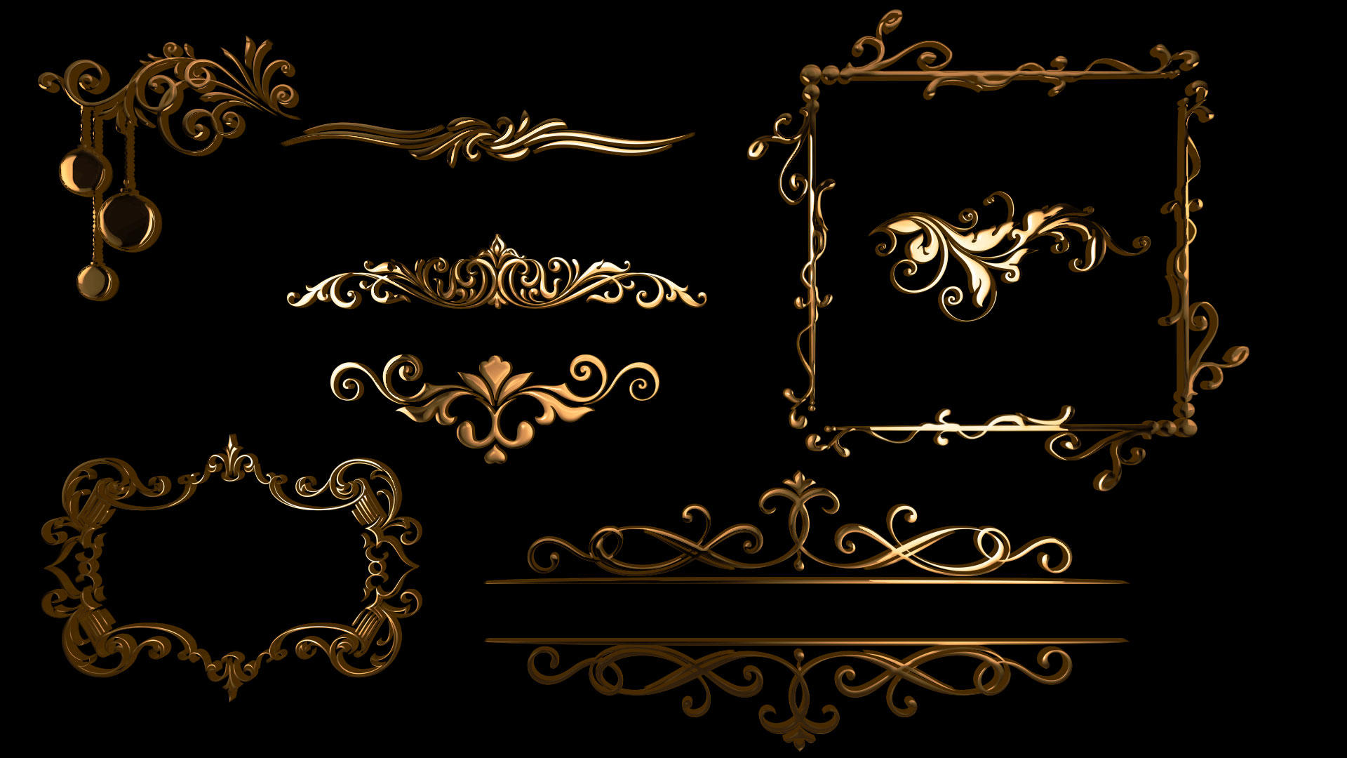 金色古典欧式花纹边框视频的预览图