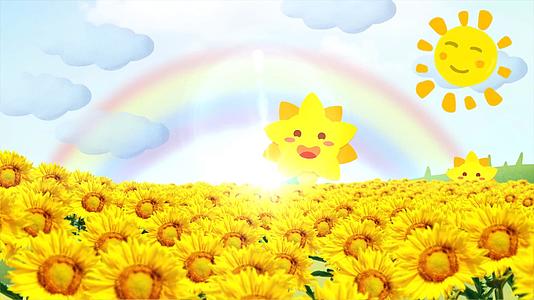 太阳花卡通向日葵舞台背景视频的预览图