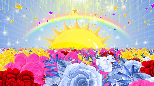 彩虹花海粒子背景视频的预览图