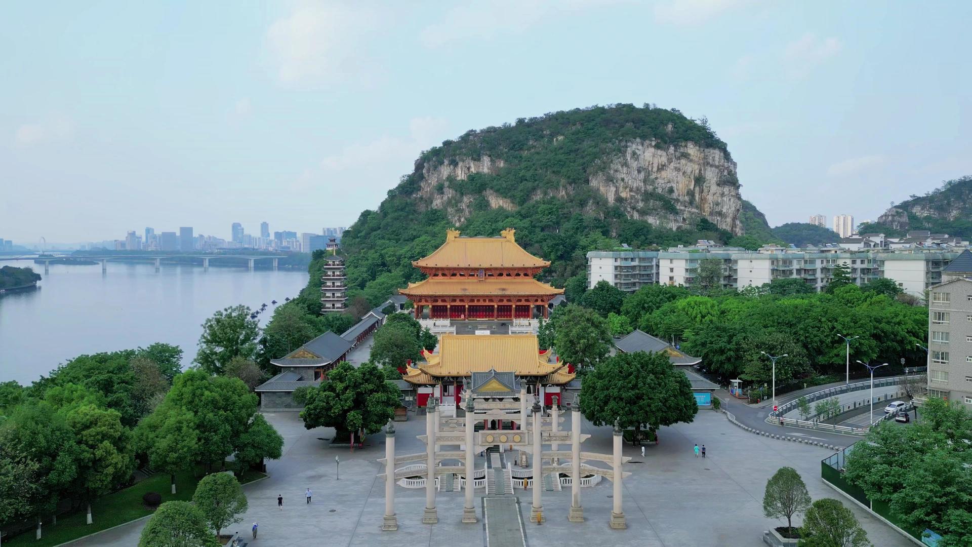广西柳州文庙4A景区4K航拍视频的预览图