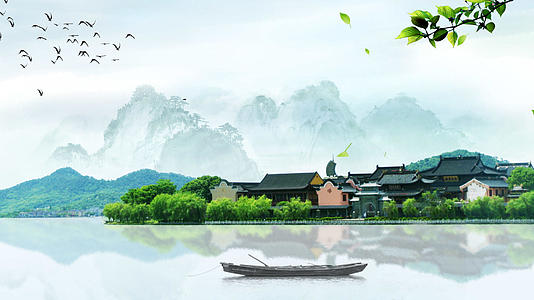 中国风水墨山水背景视频视频的预览图