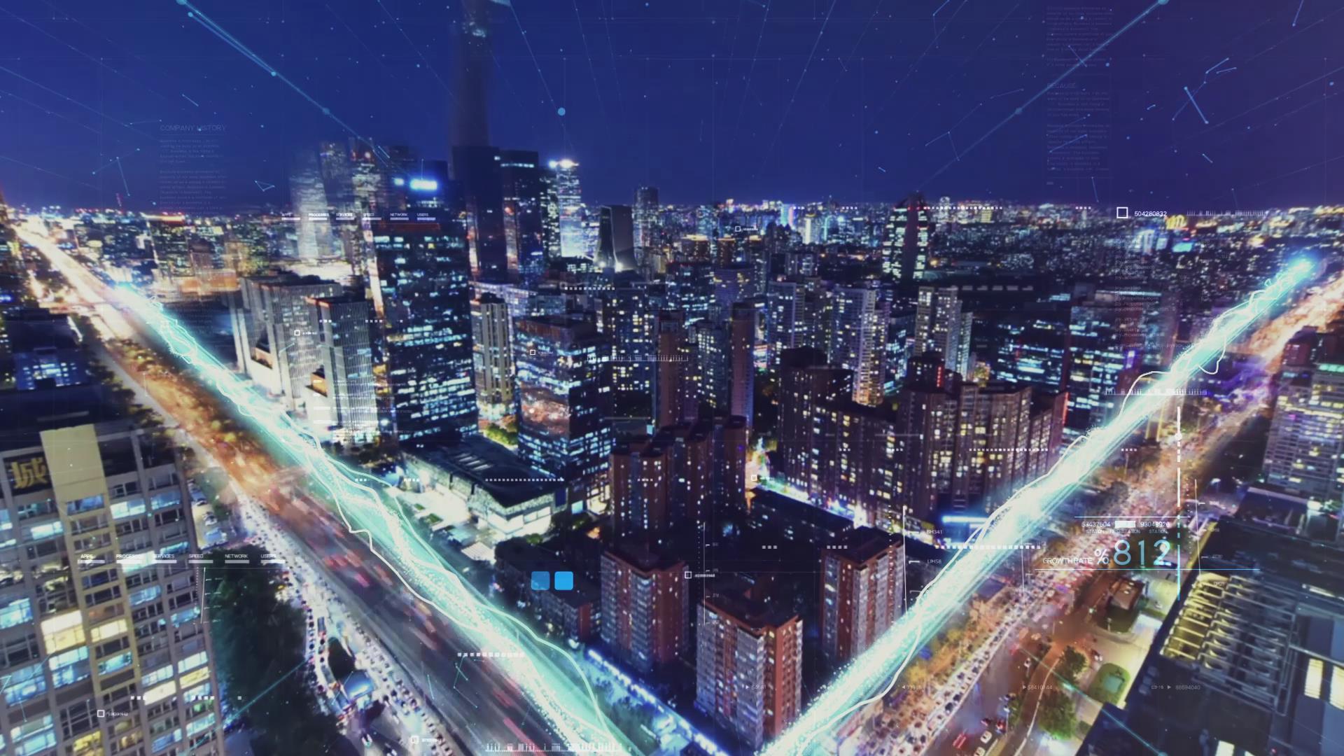 震撼大气点线科技城市发展视频的预览图