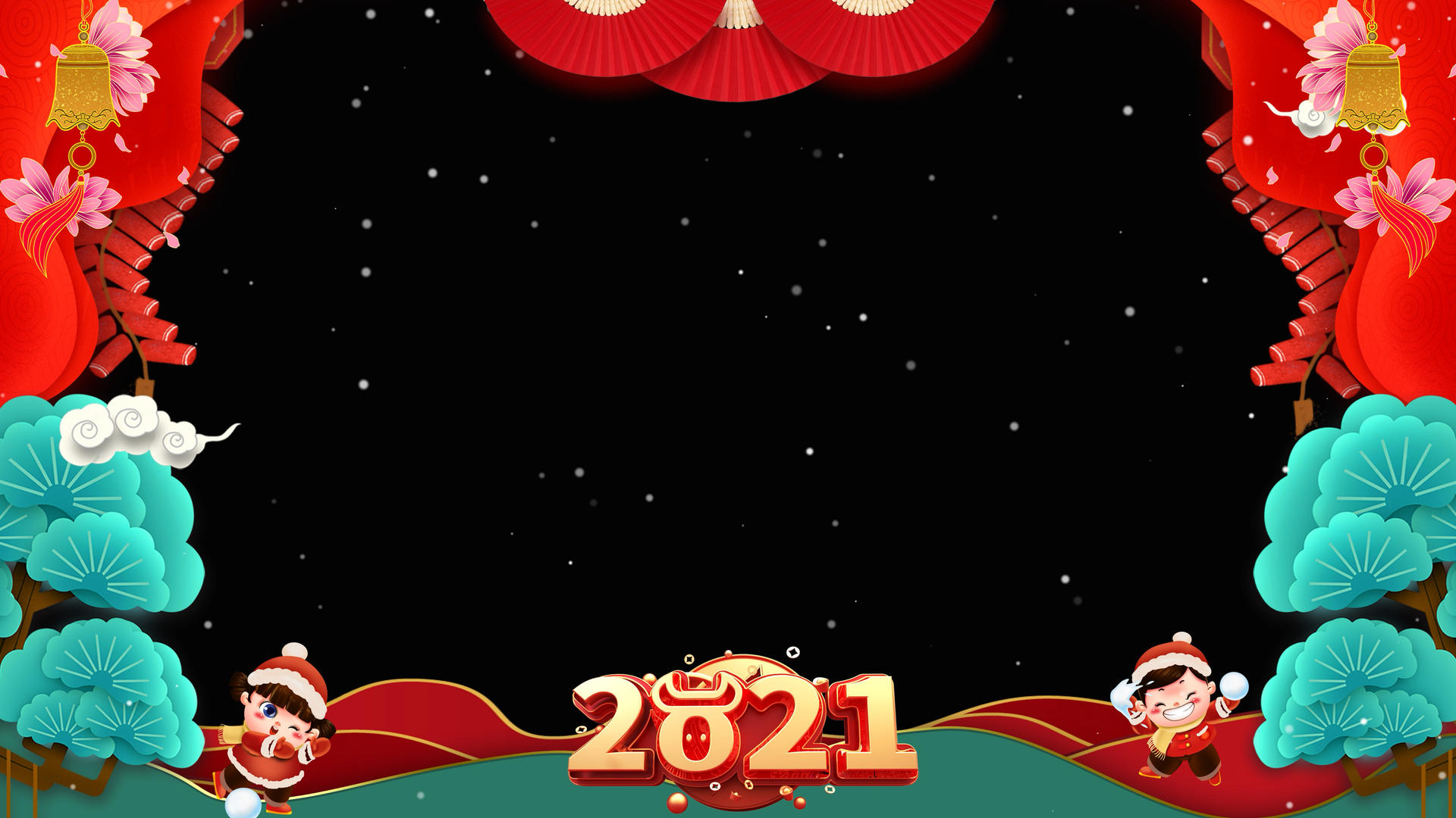 4k新年喜庆红色大气拜年边框视频的预览图