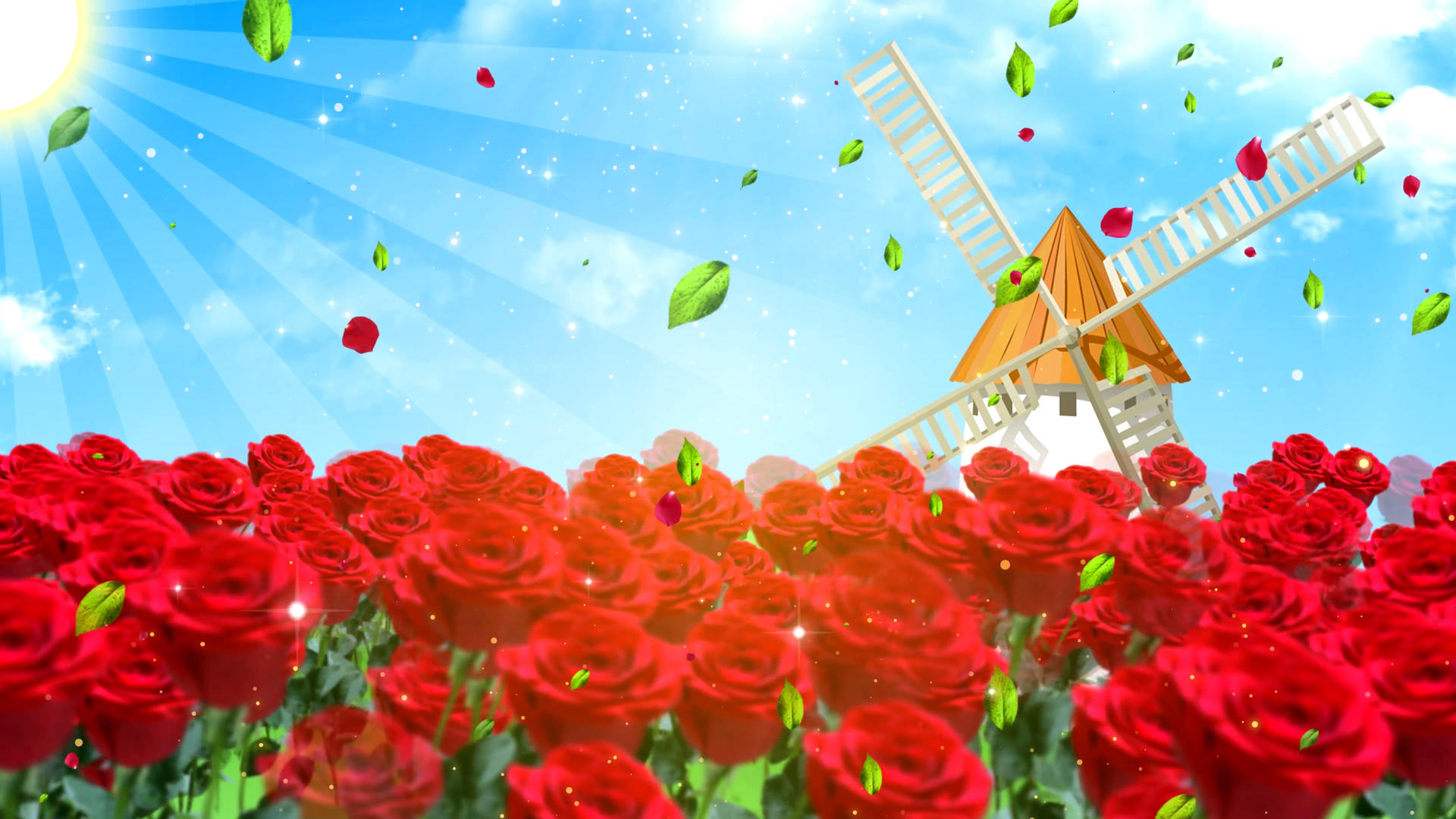 4k浪漫玫瑰花海舞台背景视频视频的预览图