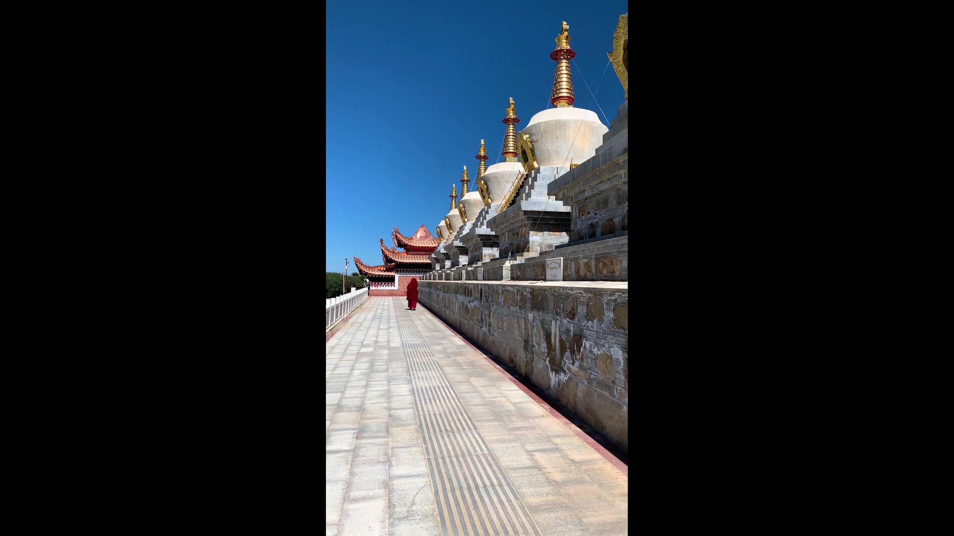 藏传佛教建筑白塔竖版实拍视频视频的预览图