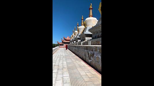 藏传佛教建筑白塔竖版实拍视频视频的预览图