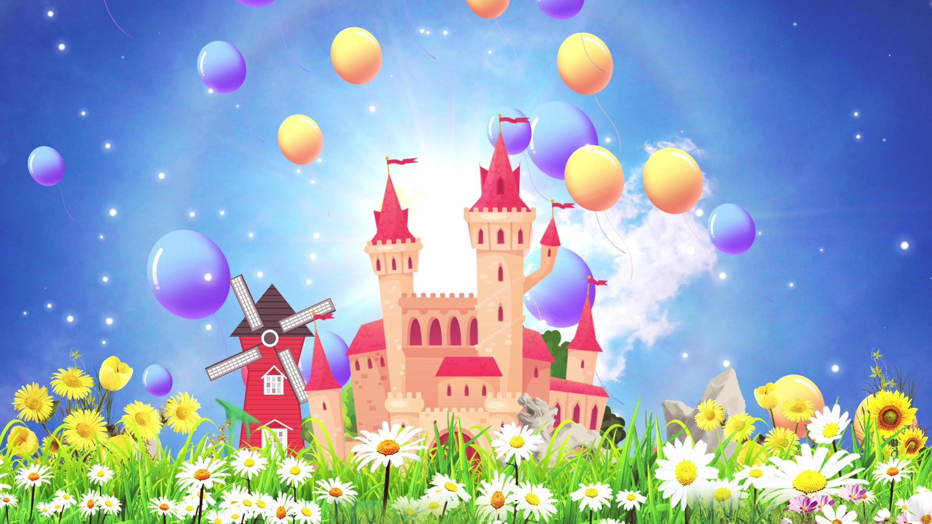 4K卡通动态梦幻城堡背景视频视频的预览图