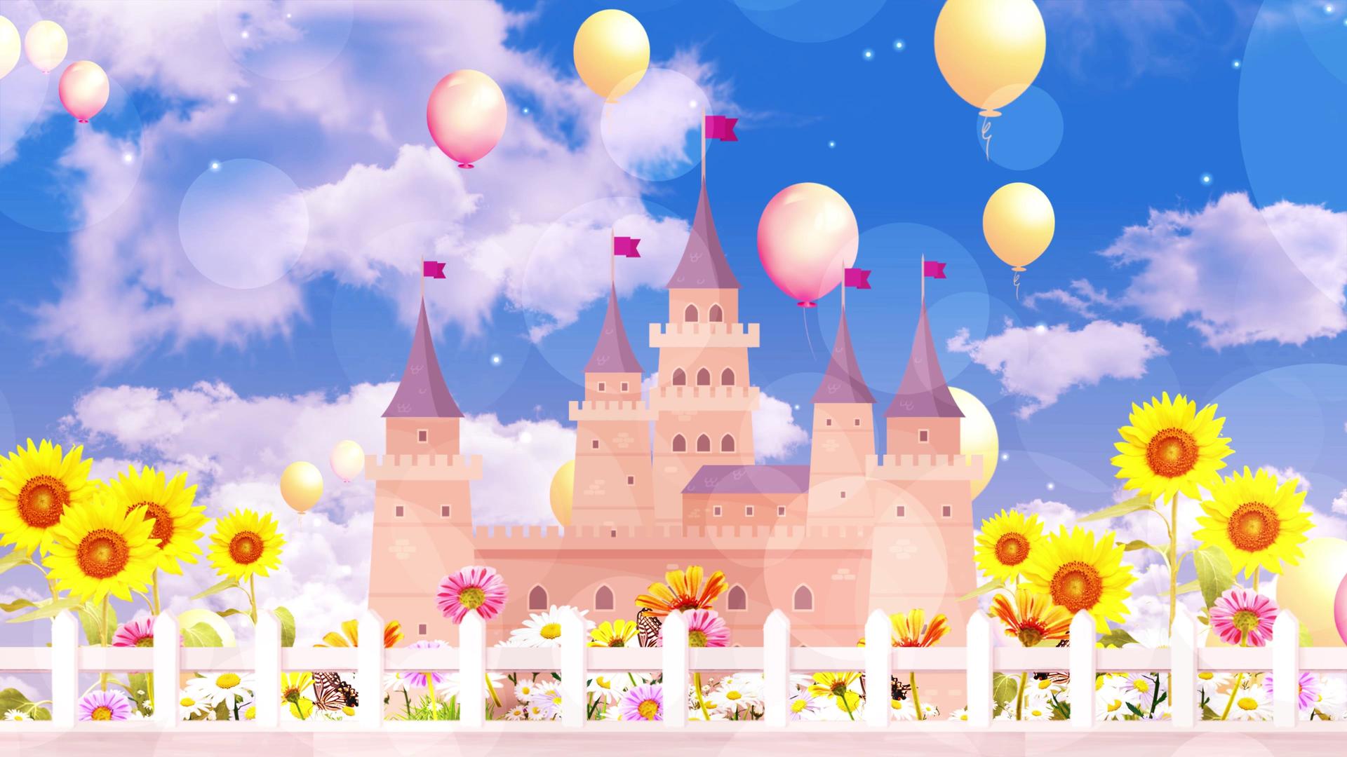 4K梦幻动态卡通城堡粒子天空背景视频视频的预览图