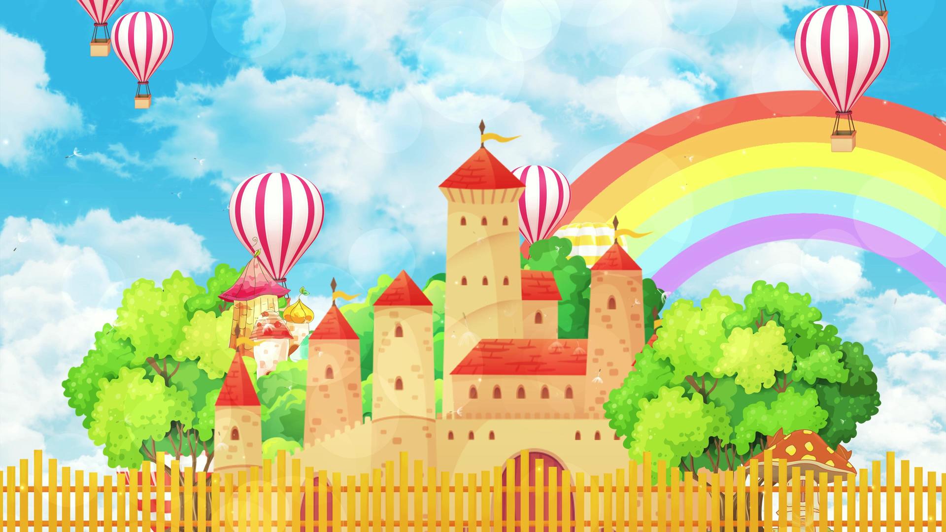 4K动态卡通城堡唯美天空背景视频视频的预览图