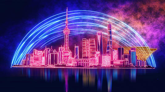 4K霓虹灯上海夜景背景视频的预览图