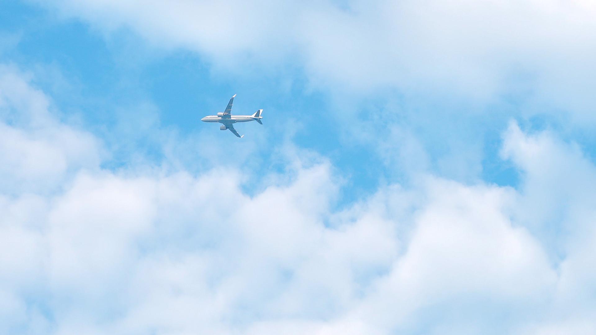 蓝天白云飞机飞过视频的预览图