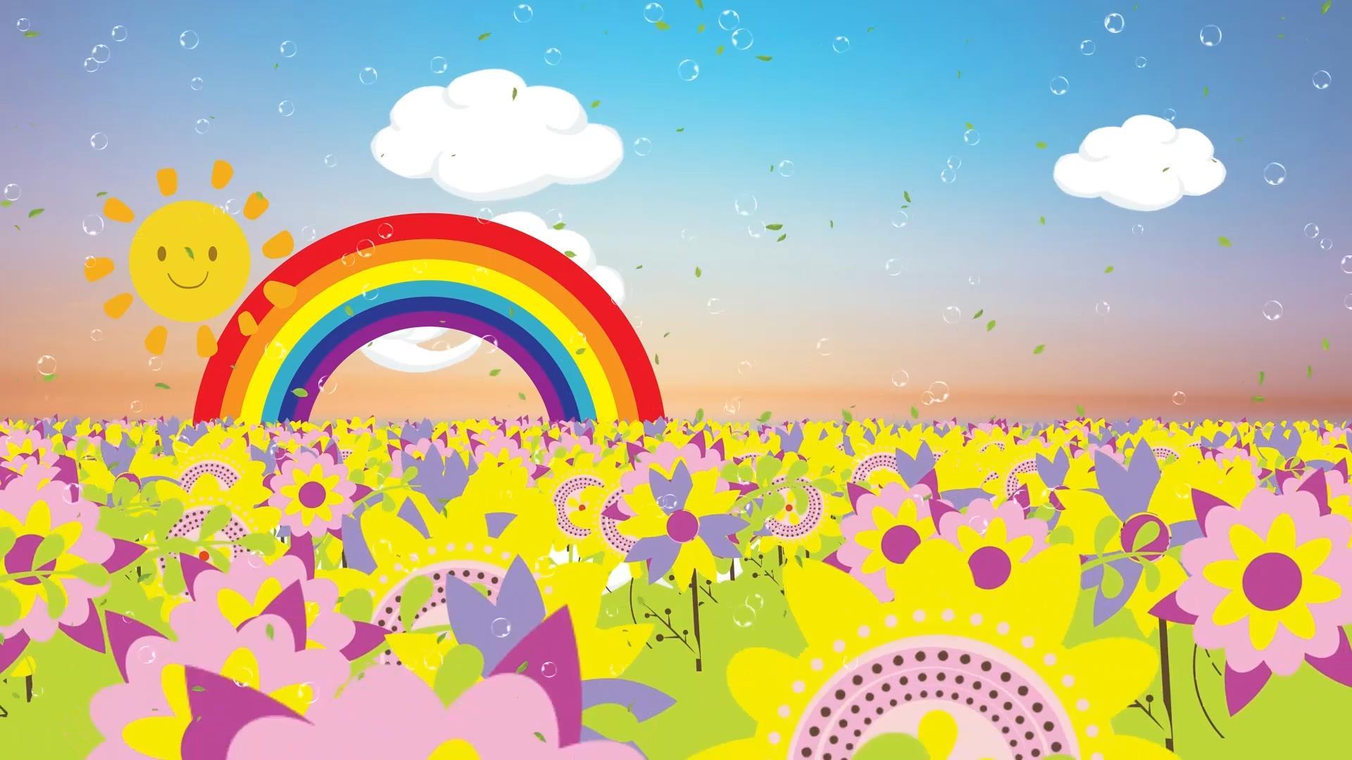 唯美动态卡通花海粒子花瓣飘动背景视频素材视频的预览图