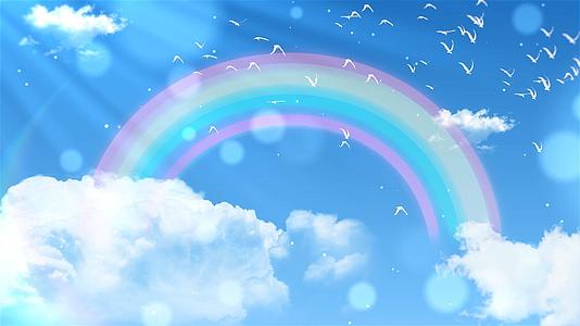 彩虹蓝天白云背景视频视频的预览图