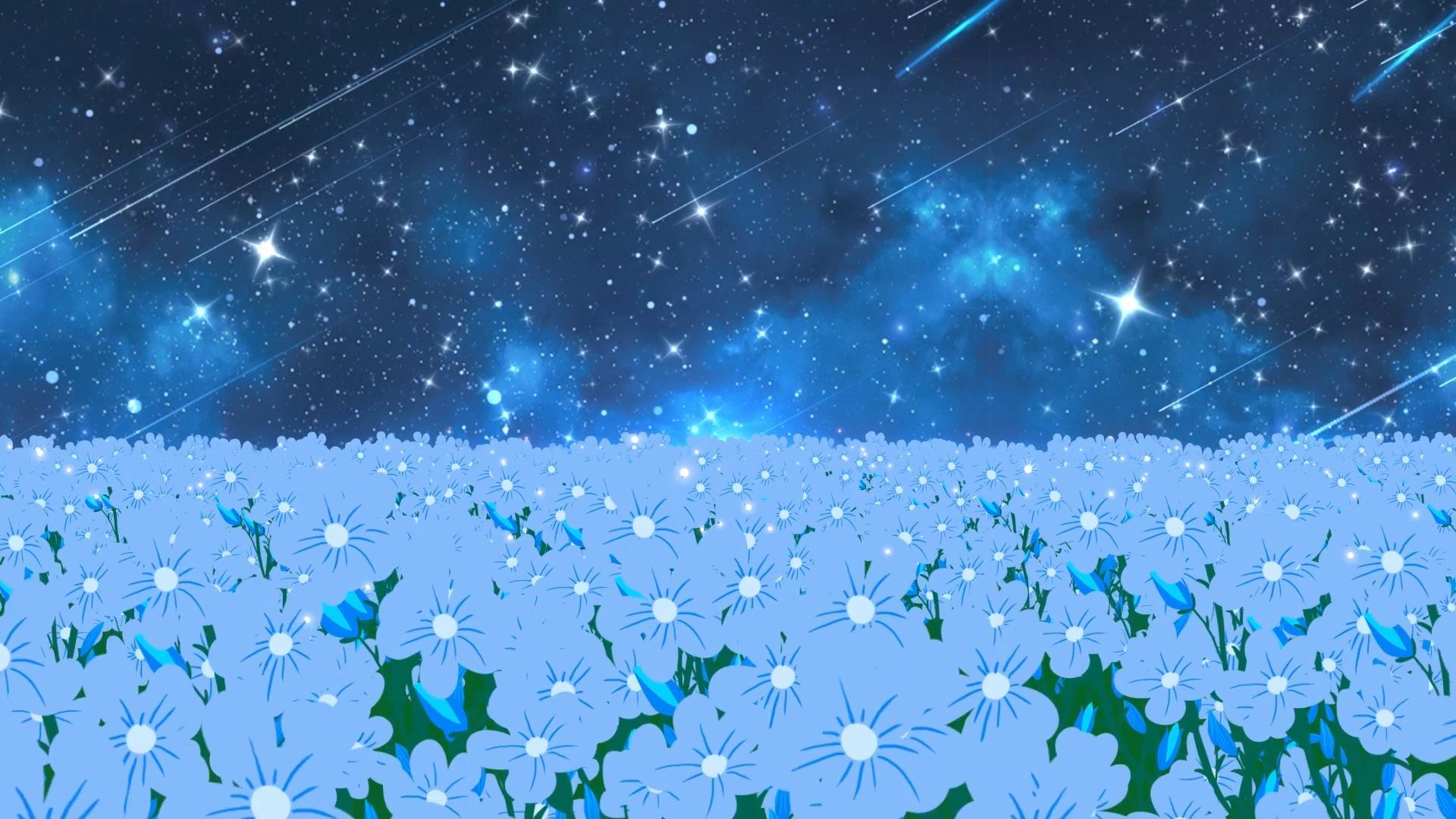 蓝色唯美动态花海温馨粒子光效舞台背景视频的预览图