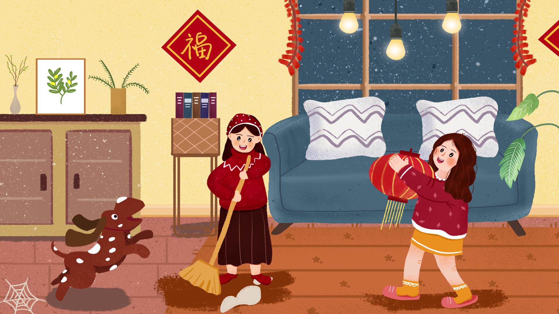 4K中国风小年传统习俗背景视频视频的预览图