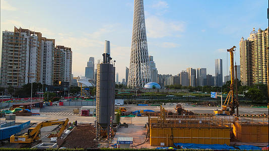 4k高清航拍广州城市建设建筑工地施工视频的预览图