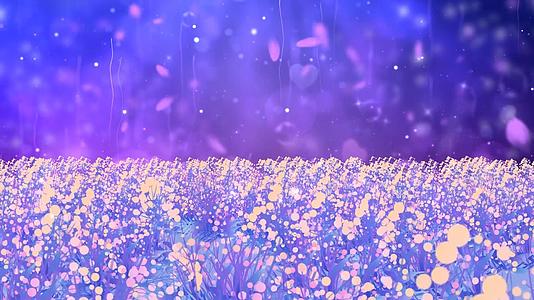 唯美梦幻蓝色花海动态温馨粒子拖尾舞台背景视频视频的预览图