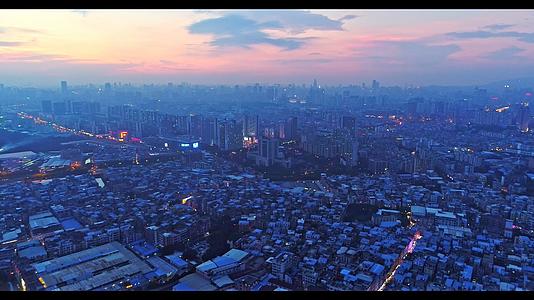 广州日出城市天际线4k航拍视频的预览图