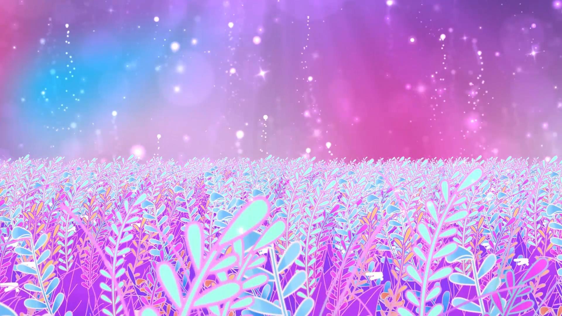 梦幻唯美花海大气温馨粒子拖尾上升舞台背景视频视频的预览图