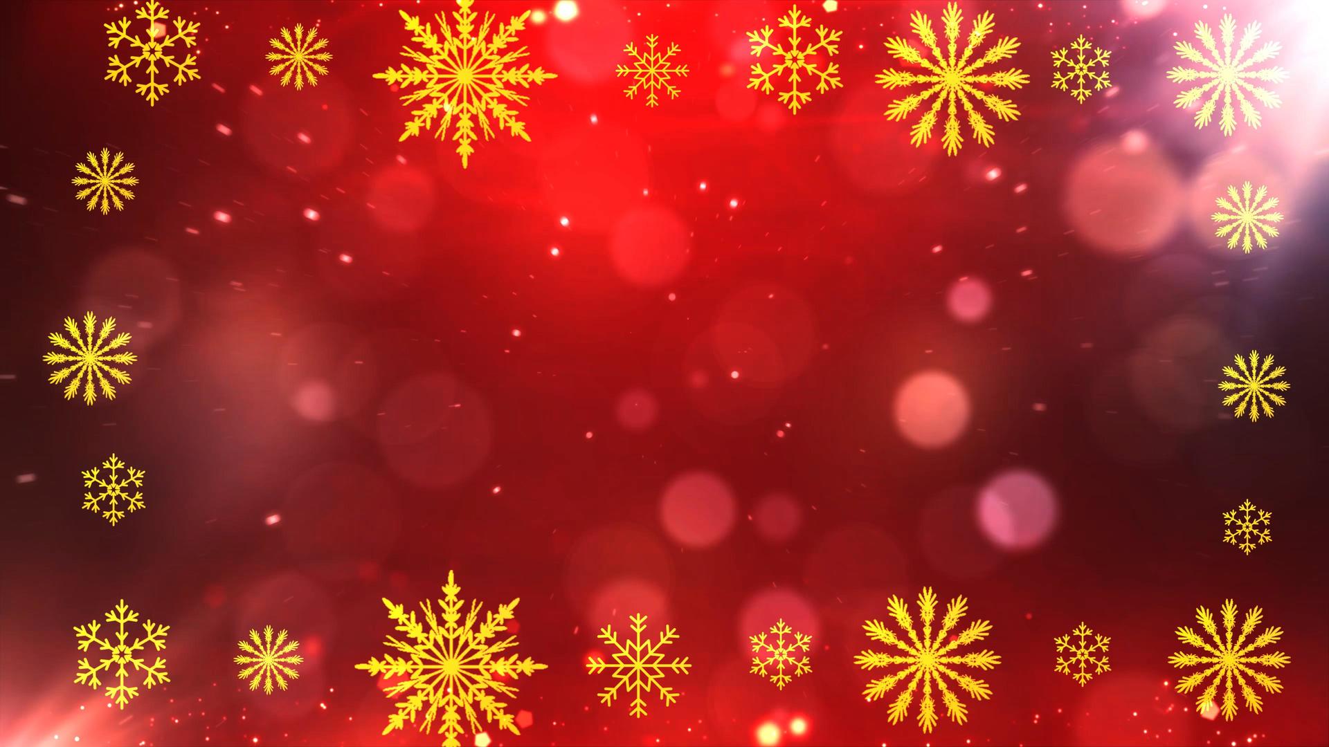 4K红色金光雪花圣诞节平安夜视频背景视频的预览图