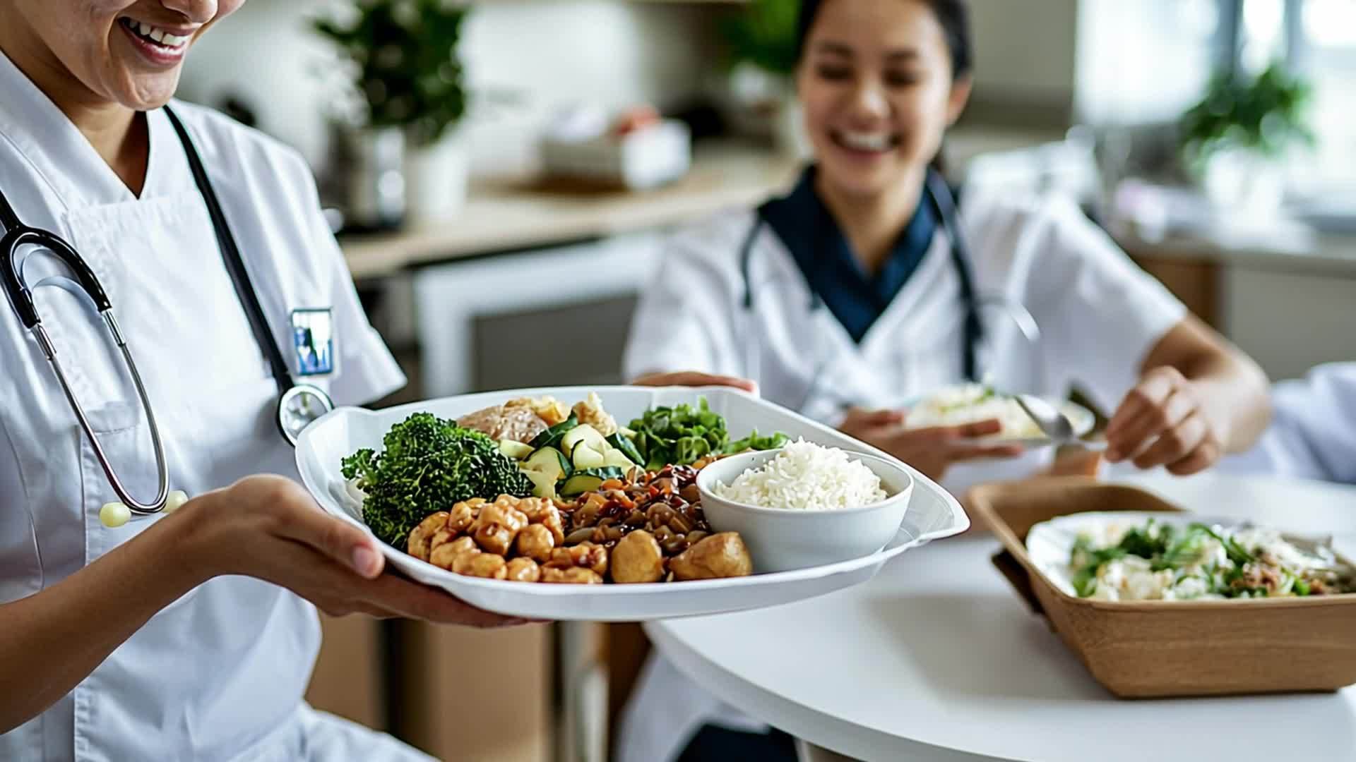 医护人员健康午餐医院营养餐饮视频的预览图