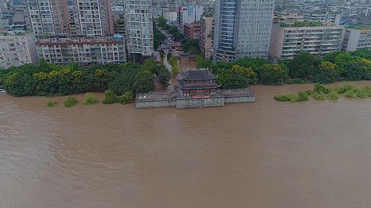 自然灾害城市洪水航拍视频的预览图