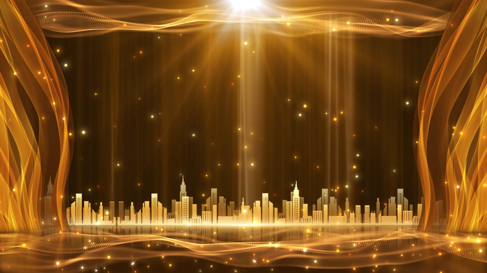 暗调金色酷光颗粒城市建筑五四青年节背景视频的预览图