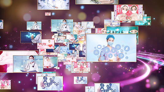 国际护士节照片汇聚片头AE模板视频的预览图