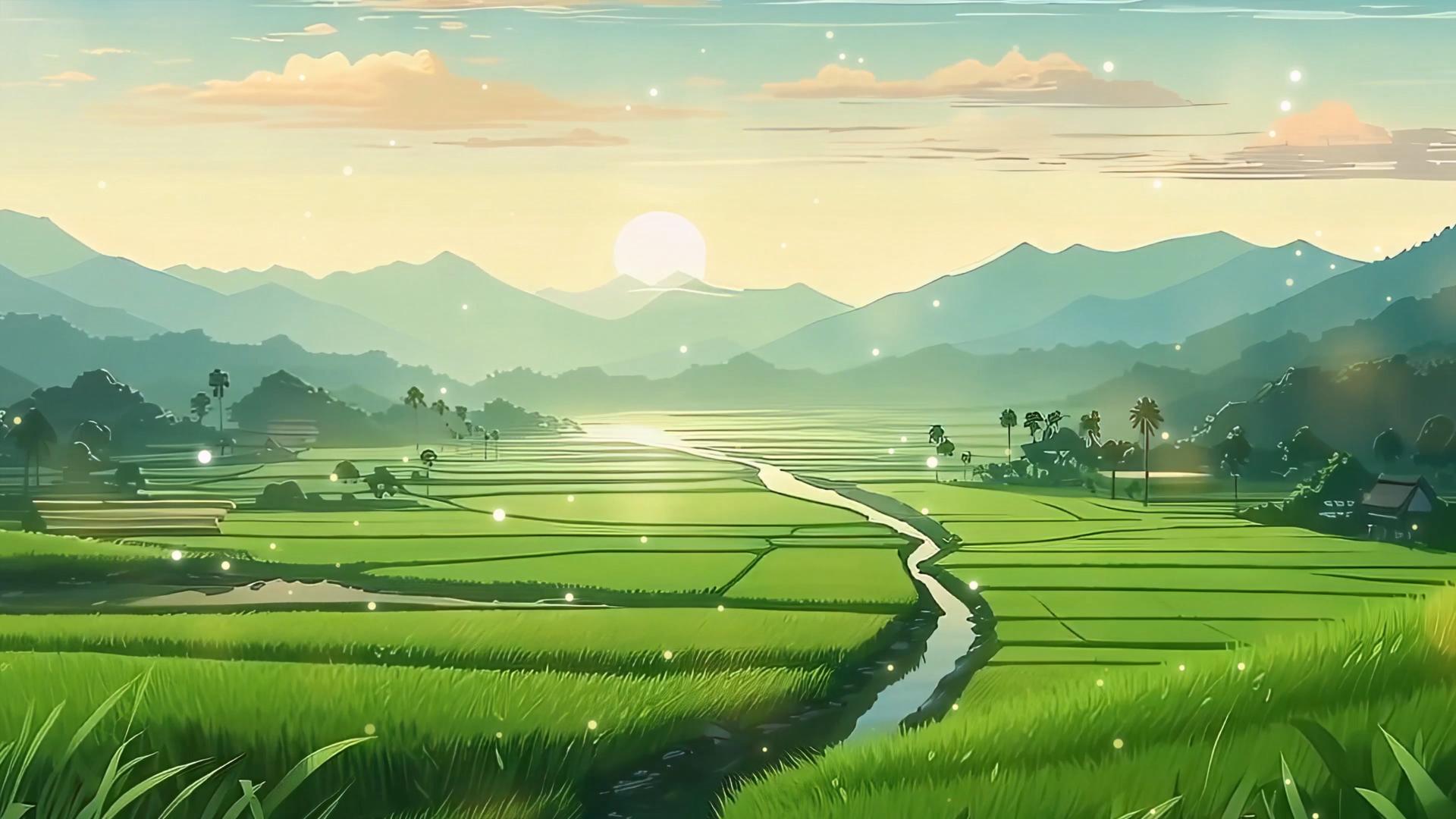 夏季乡村稻田美景视频视频的预览图