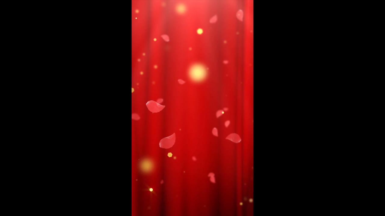 红色幕布花瓣飘动背景视频的预览图