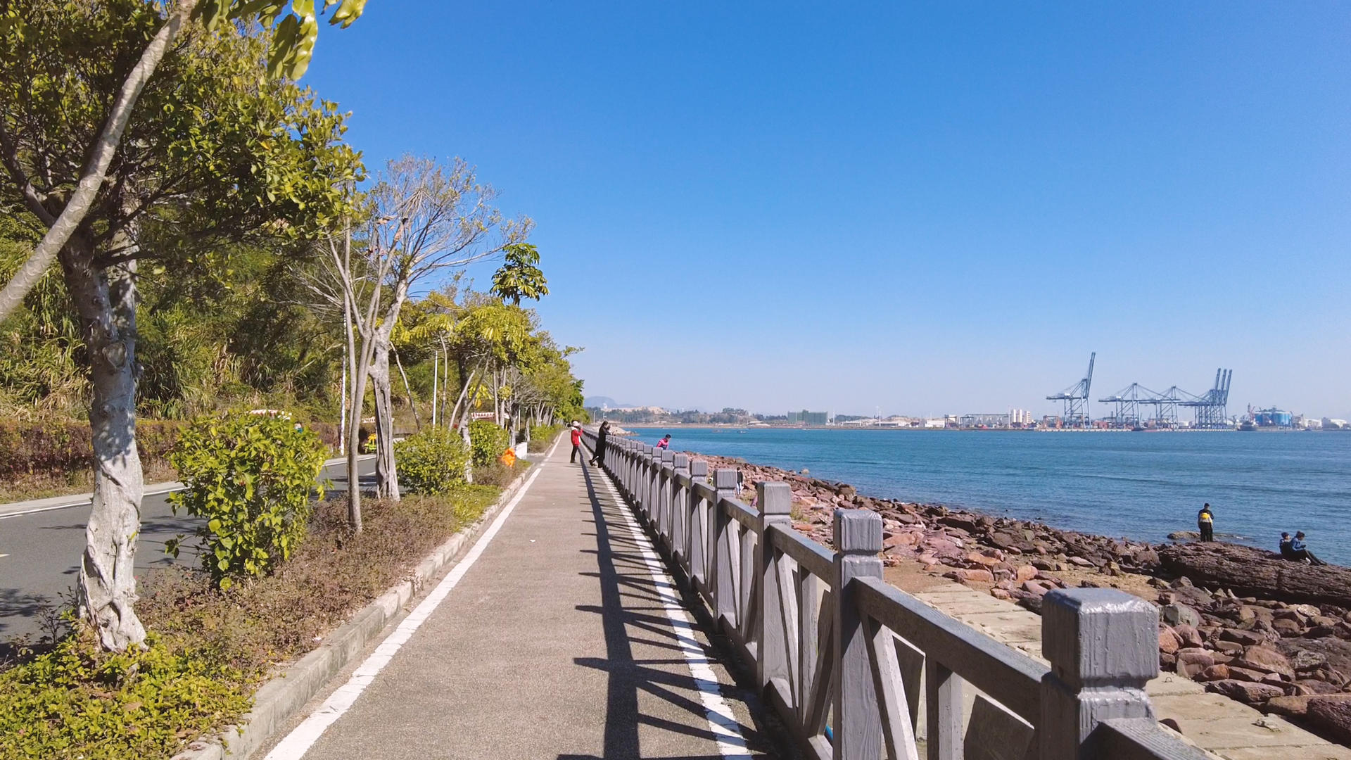 海边步行绿道海景风光4k自然旅游素材视频的预览图
