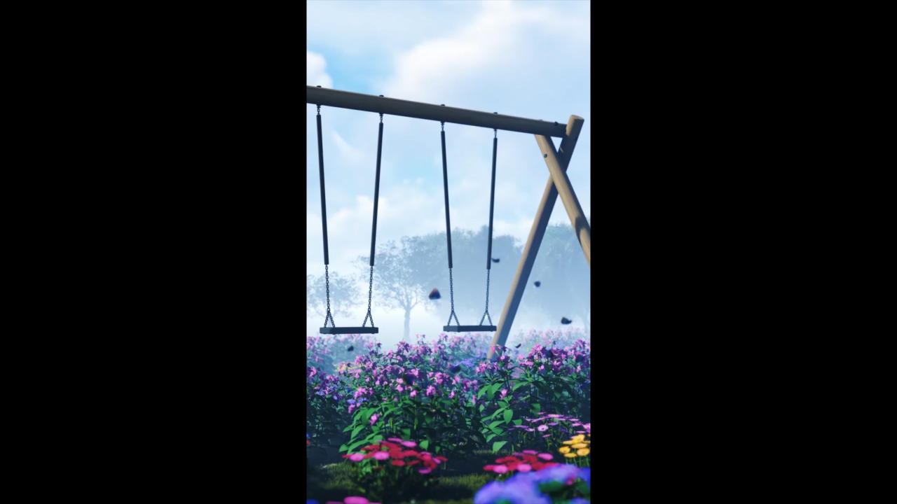 花海花丛花园秋千背景视频的预览图