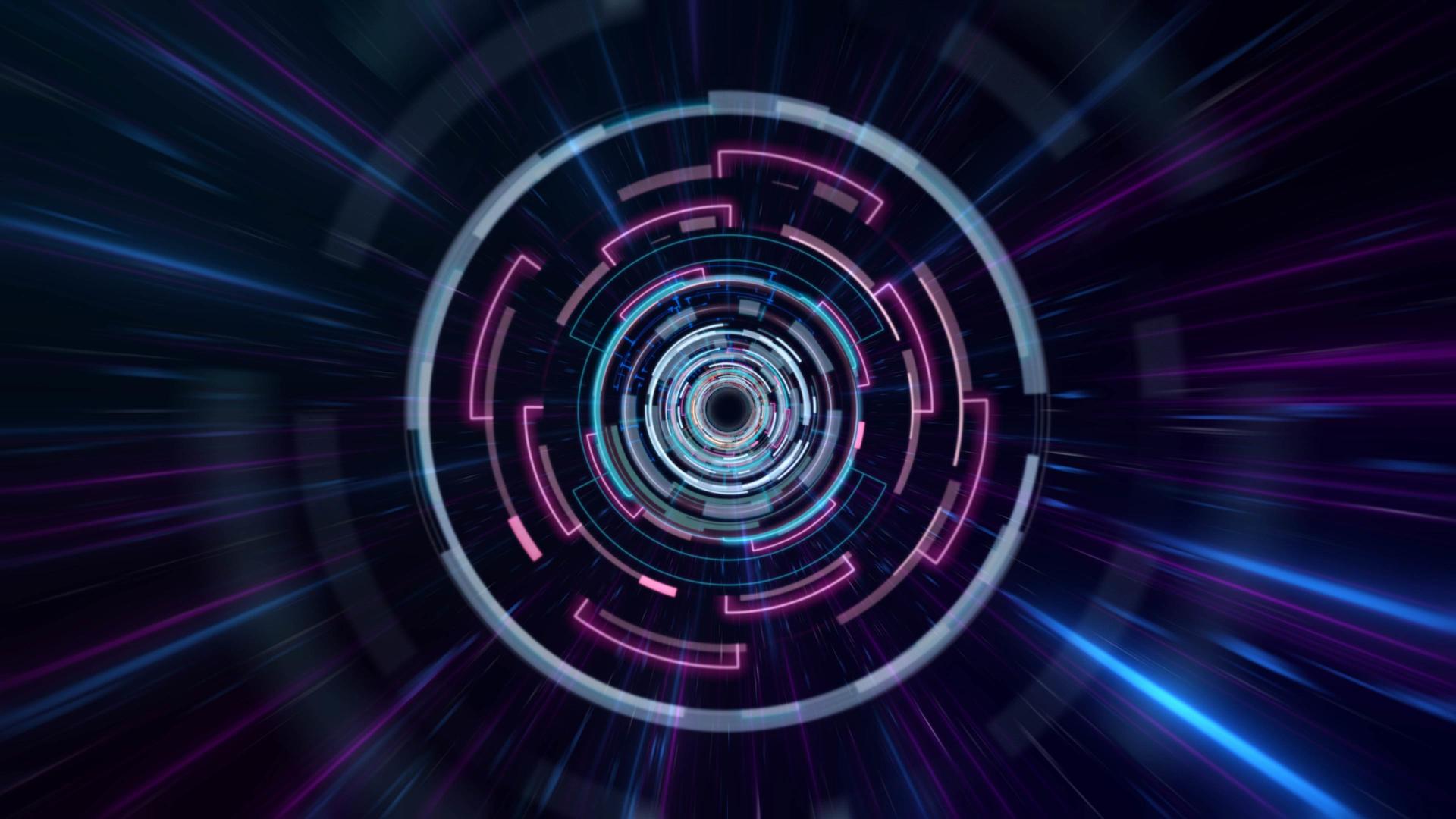 酷炫科技线条光圈隧道穿梭动画背景视频的预览图
