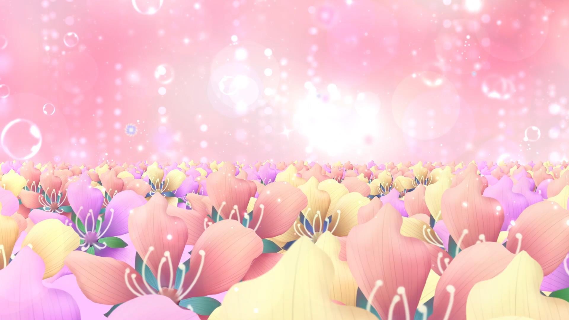 唯美粉色花海温馨动态粒子拖尾光效舞台背景视频的预览图