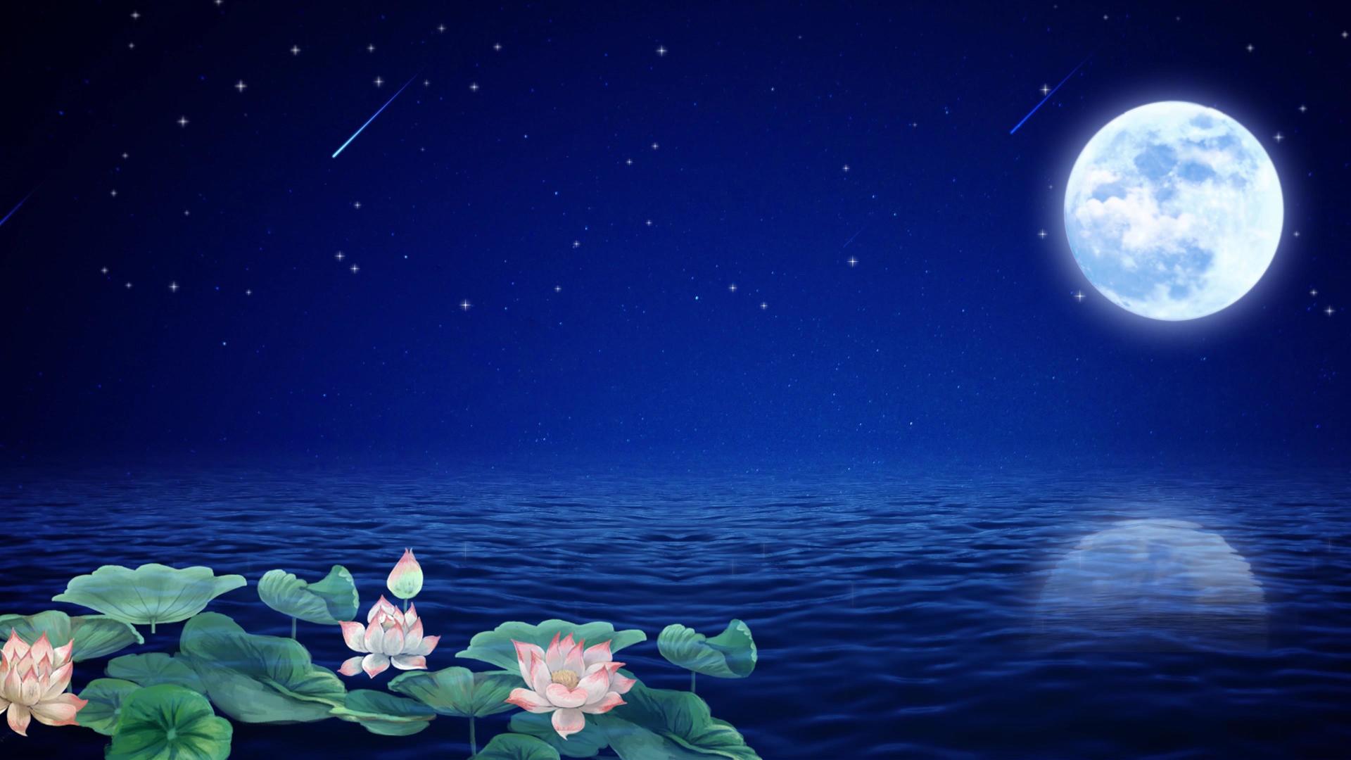 梦幻浪漫海上月亮视频素材视频的预览图