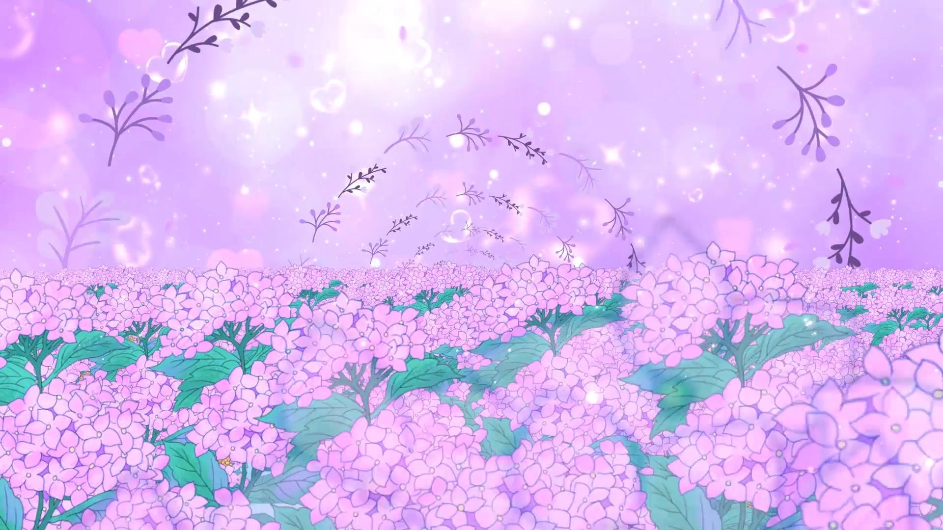唯美紫色温馨花海动态粒子光效舞台背景视频视频的预览图