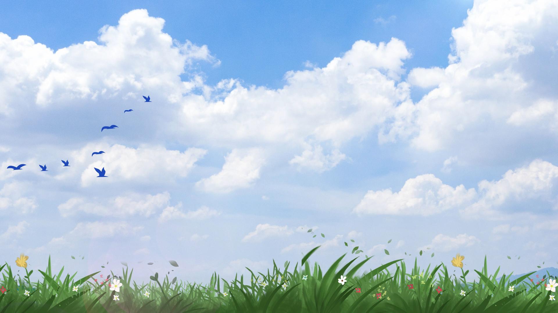绿草蓝天背景视频视频的预览图
