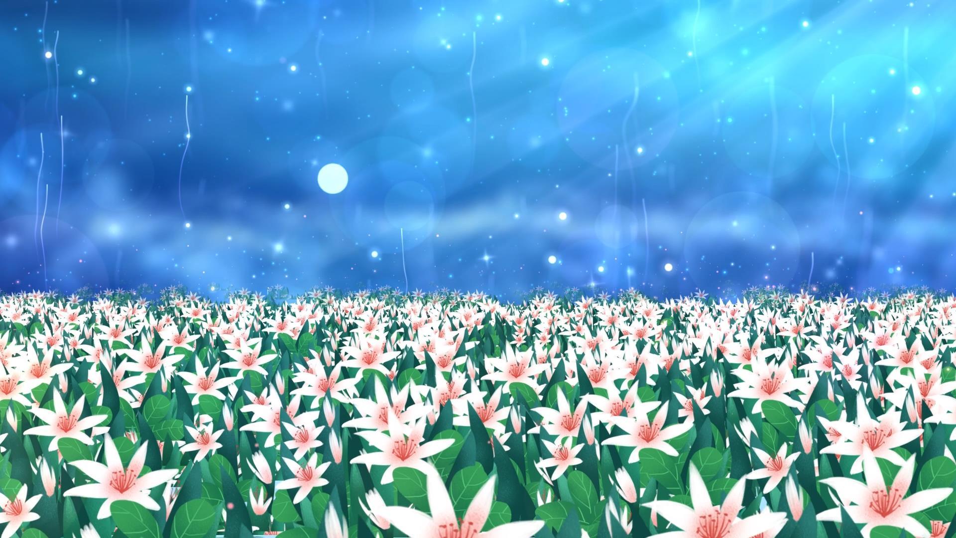 动态清新花海唯美大气光效粒子光斑舞台背景视频视频的预览图
