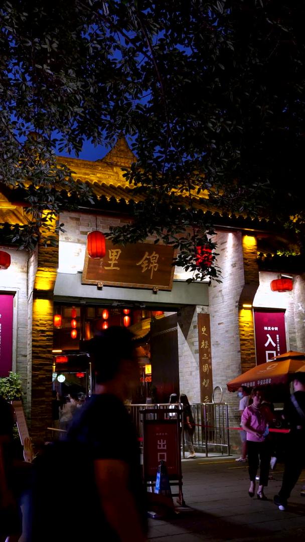 拍摄成都网红景点锦里古街夜景人流素材视频的预览图