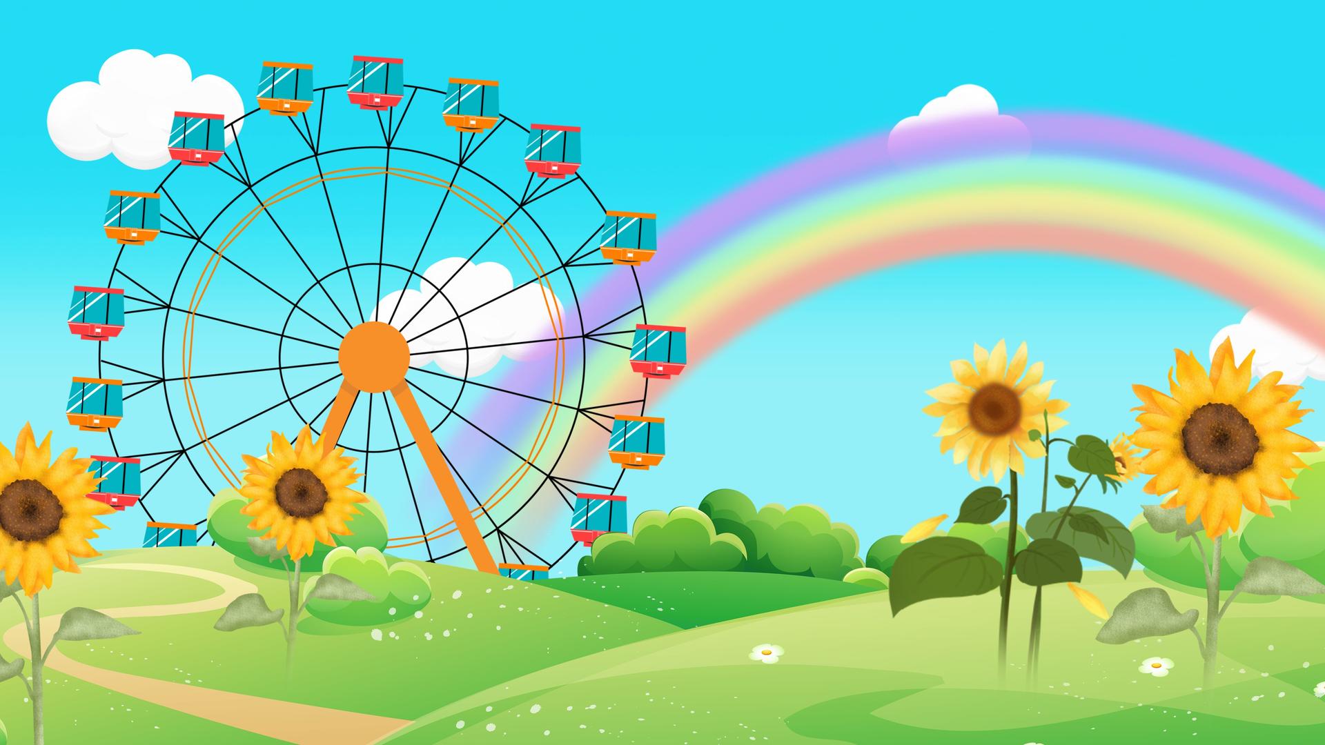 4k卡通乐园向日葵儿童节背景视频的预览图